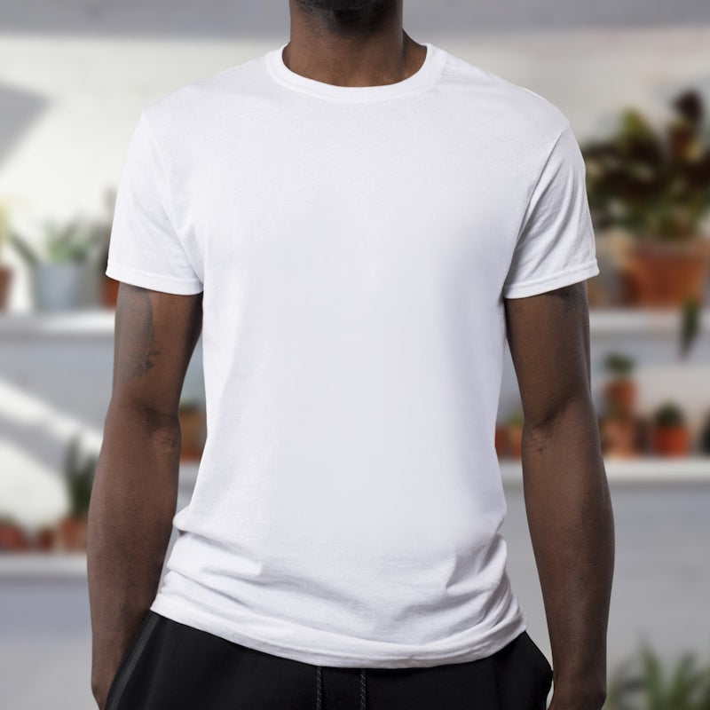 Classic white tee on model